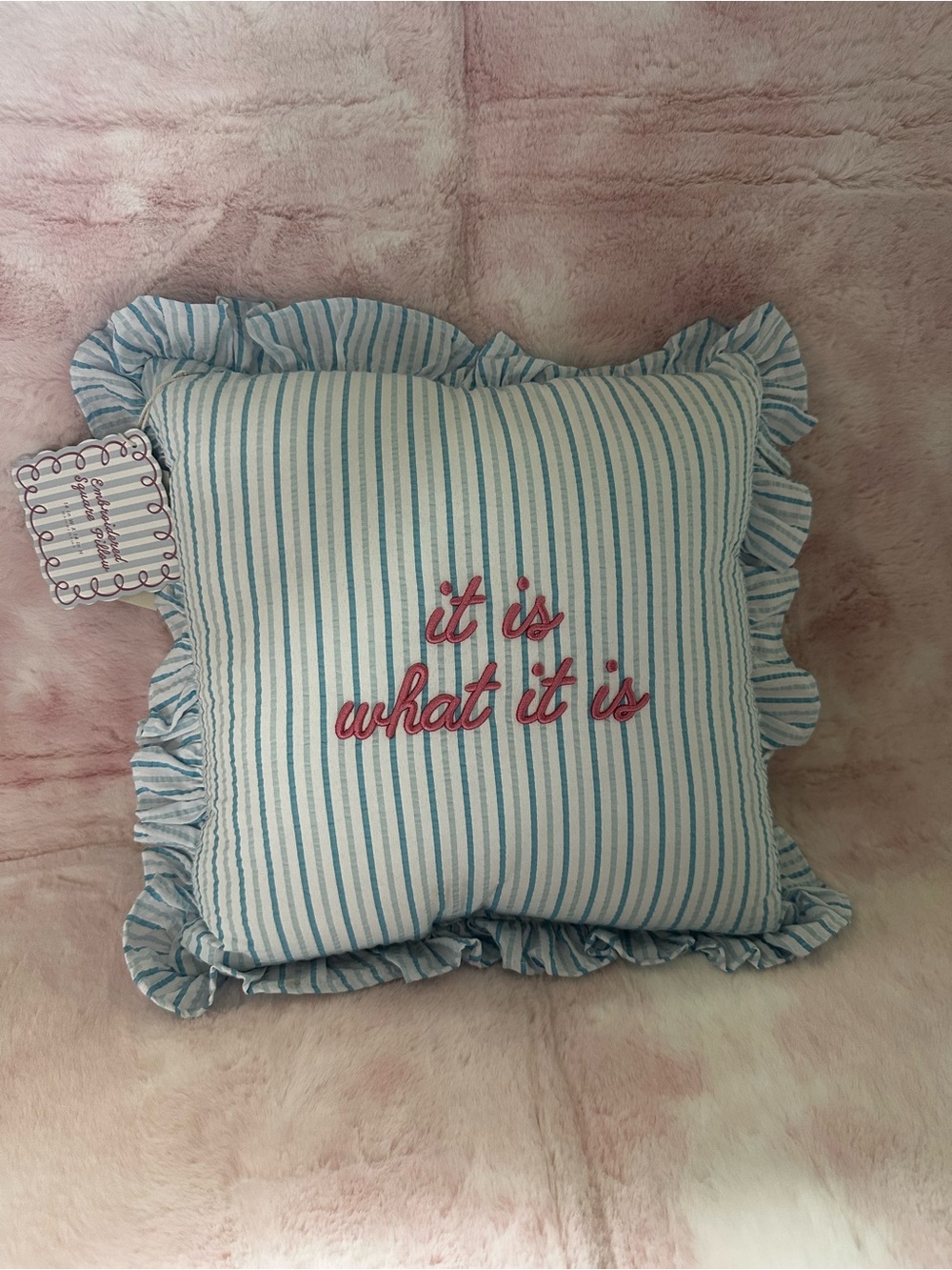 It is what it is - Striped Ruffle Throw Pillow Stylehouse